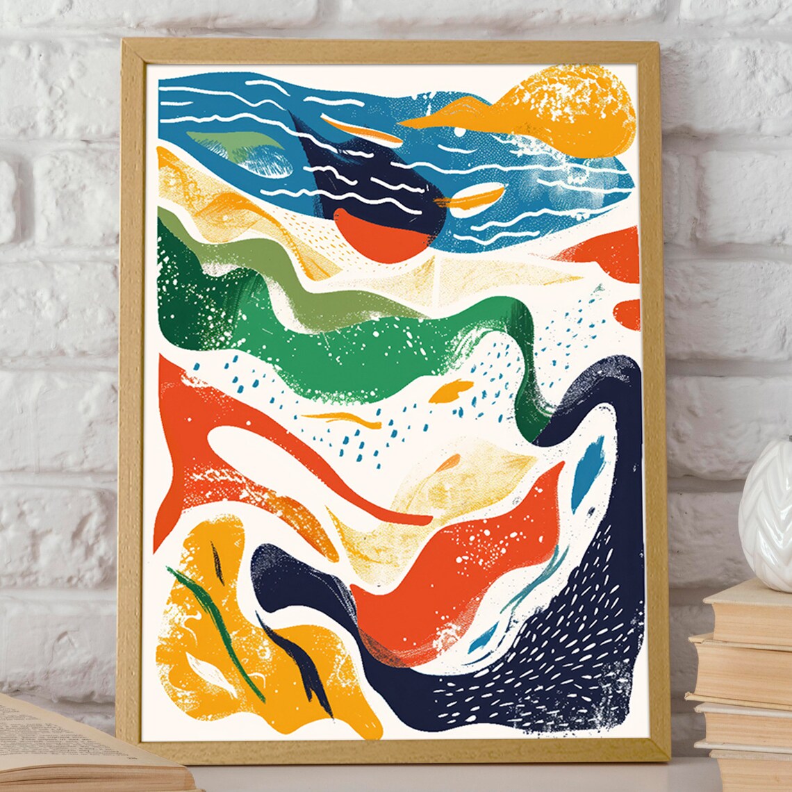 Abstract Ocean Waves, Matisse Inspired Nautical Art Print - Image 2