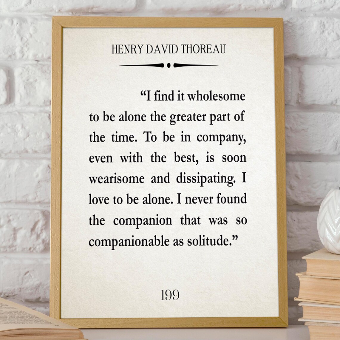 Thoreau Solitude Quote Art Print, Walden Introvert Gift