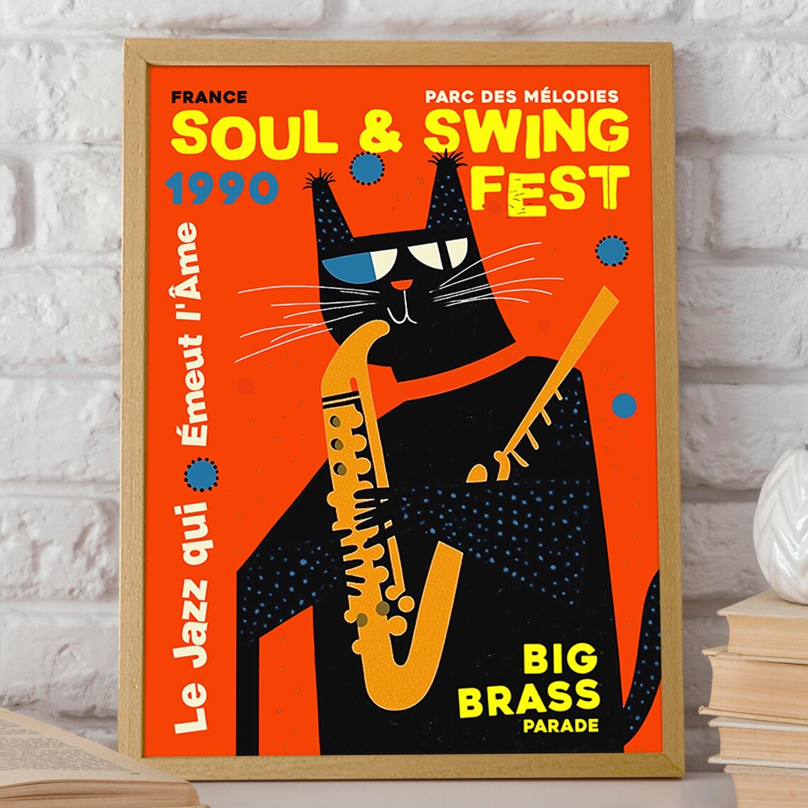 Jazz Cat Saxophone Illustration, Music Poster - Image 2