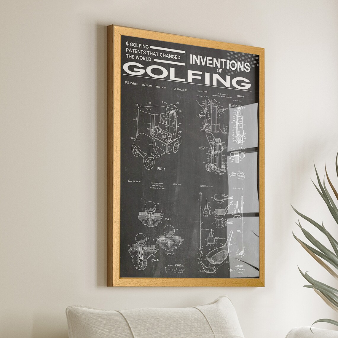 Inventions Of Golfing Patent Poster, Golf Gift