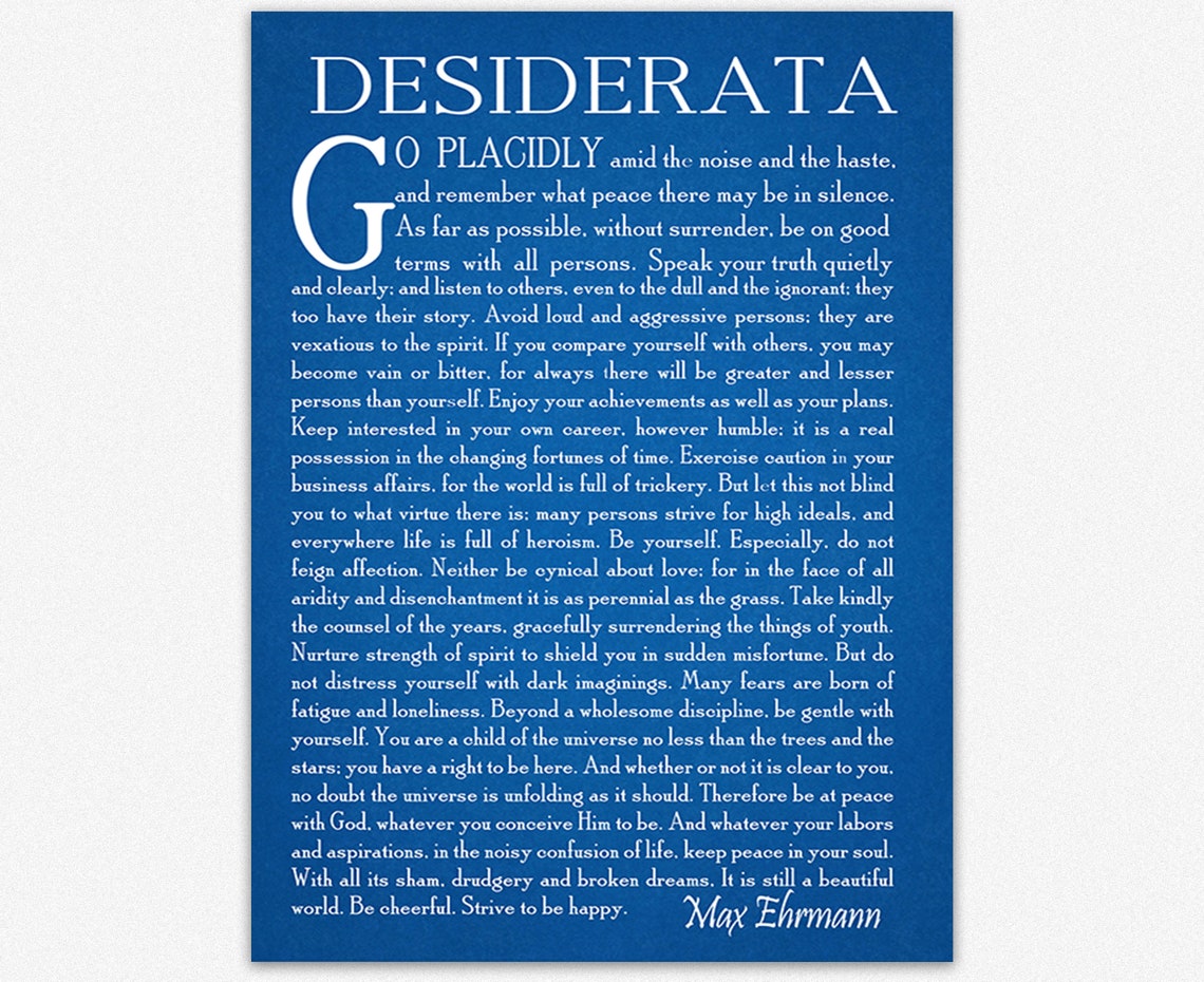 Desiderata Poem Poster, Motivational Poetry Wall Art - Image 2