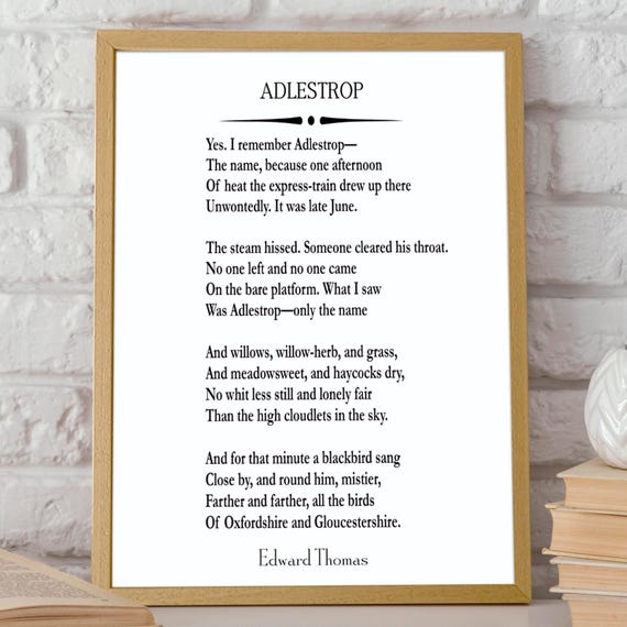 Adlestrop by Edward Thomas, 1914 Poetry Poster