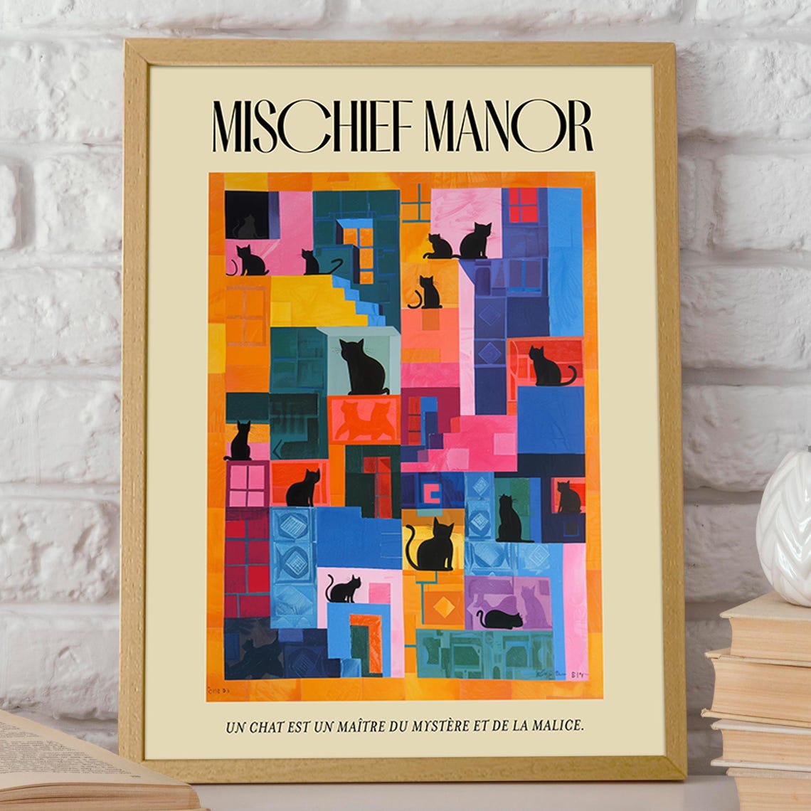 Matisse-Inspired Geometric Cat Poster Print - Image 2