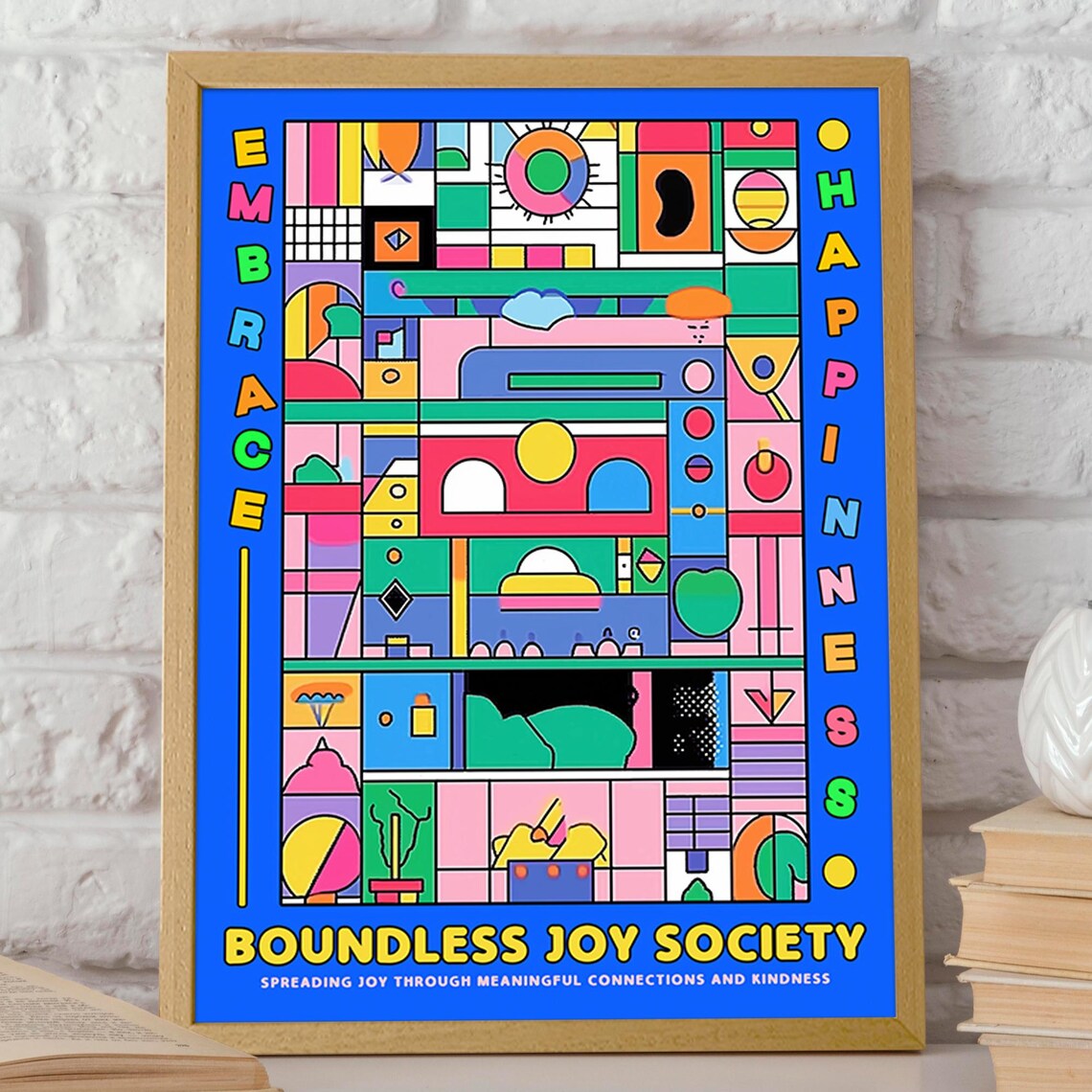 Boundless Joy Society Embrace Happiness Geometric Art Poster - Image 2