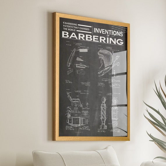 Barbering Patent Poster, Barber Shop Wall Art Print