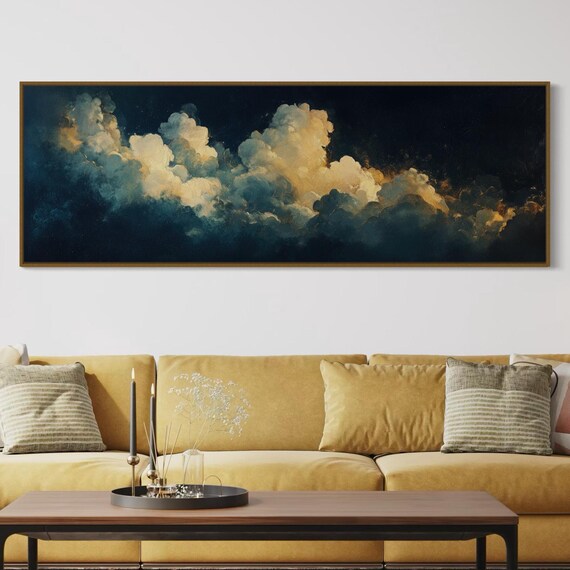 Abstract Clouds, White And Gold Night Sky Art Print