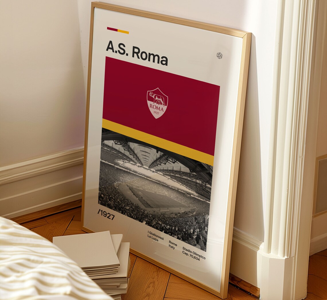 AS Roma Football Club Rome Stadio Olimpico Stadium Art Poster - Image 2