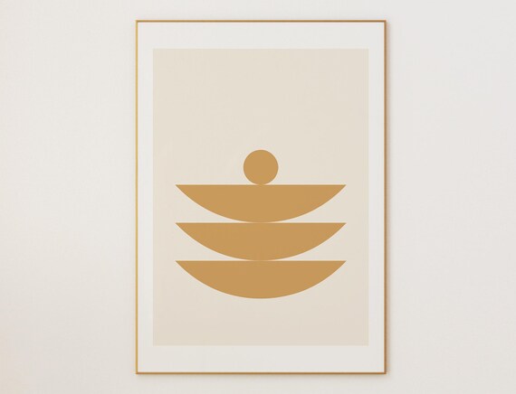 Midcentury Modern Geometric Wall Art Print Minimalist Design With Pastel Colors Contemporary Home Decor