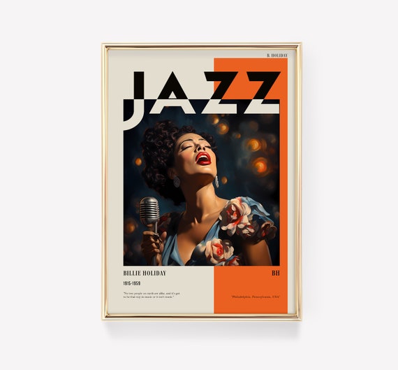 Billie Holiday Poster Musical Print Jazz Portrait Decor Art Home