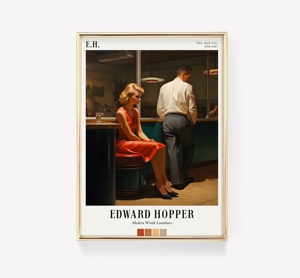 Edward Hopper Exhibition Print, Mid Century Decor