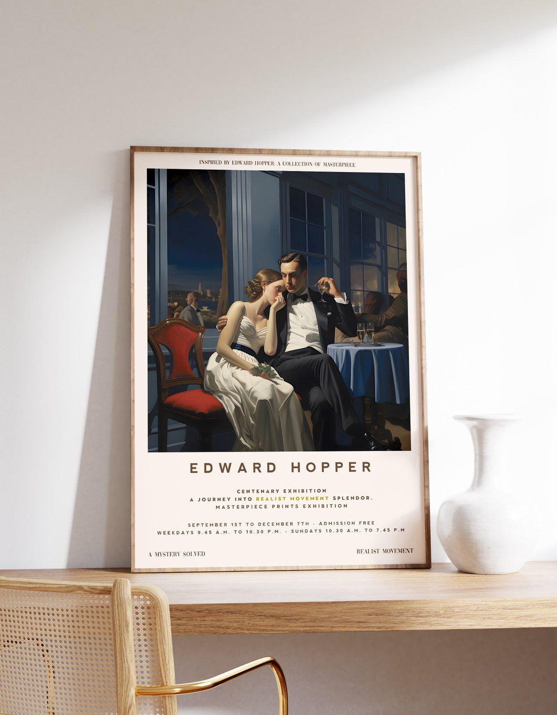 Edward Hopper Inspired Exhibition Romantic Evening Couple Art Poster