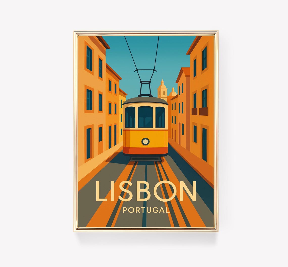 Lisbon Portugal Vintage Travel Poster