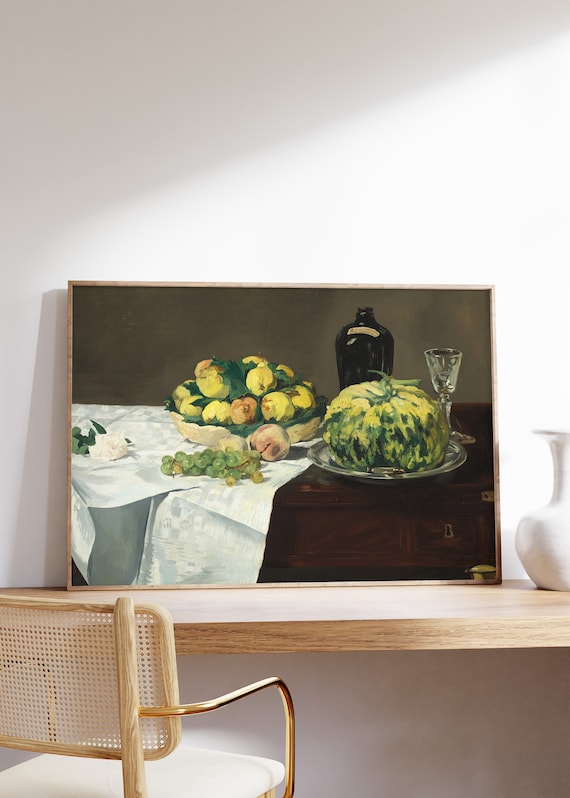 Edouard Manet Still Life with Melon and Peaches Classic Vintage Art Poster