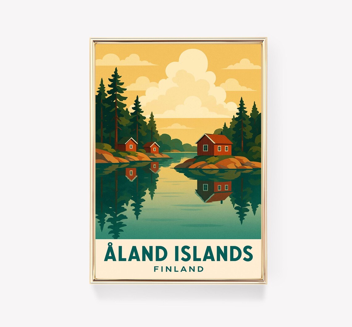Land Islands Vintage Travel Poster, Finland
