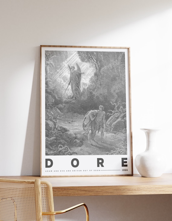 Gustave Dore Adam And Eve Driven Out Of Eden Dark 1866 Poster