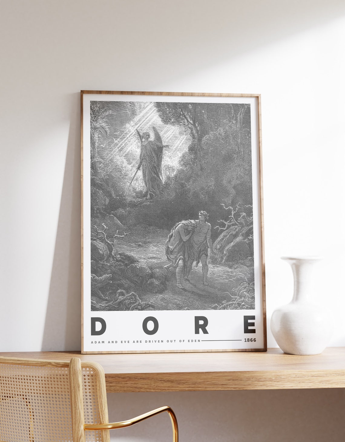Gustave Dore Adam And Eve Driven Out Of Eden Dark 1866 Poster