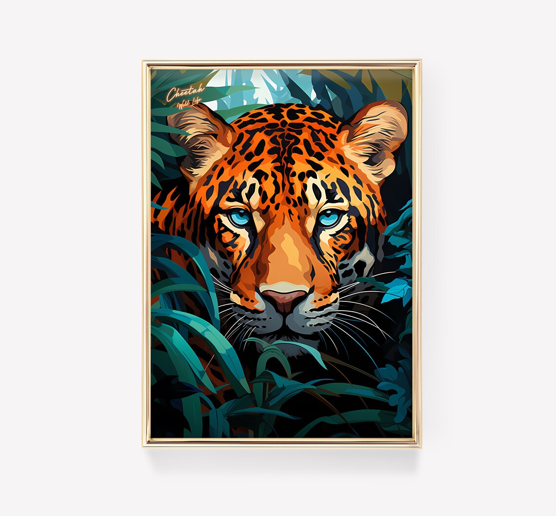 Cheetah Wild Life Jungle Pop Art Colorful Big Cat Portrait Poster