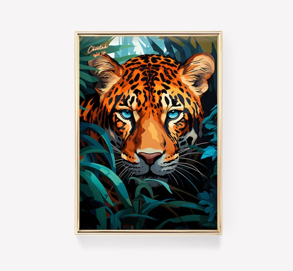 Cheetah Print Poster Vintage Animal Art Wild Life Wall Decor Modern Living Room