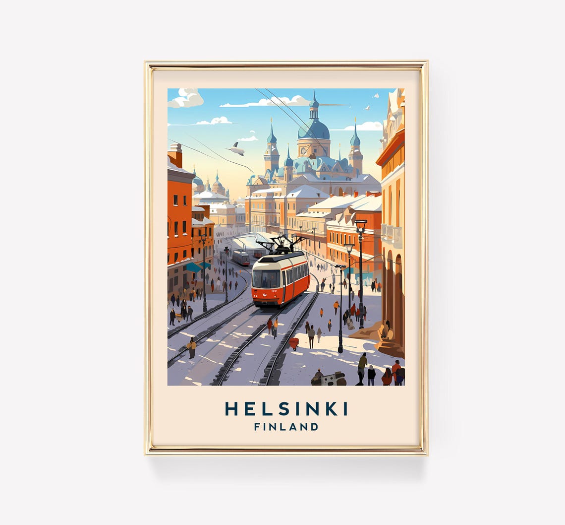 Helsinki Travel Poster, Finland Decor Print
