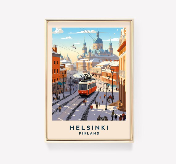 Helsinki Travel Poster, Finland Decor Print