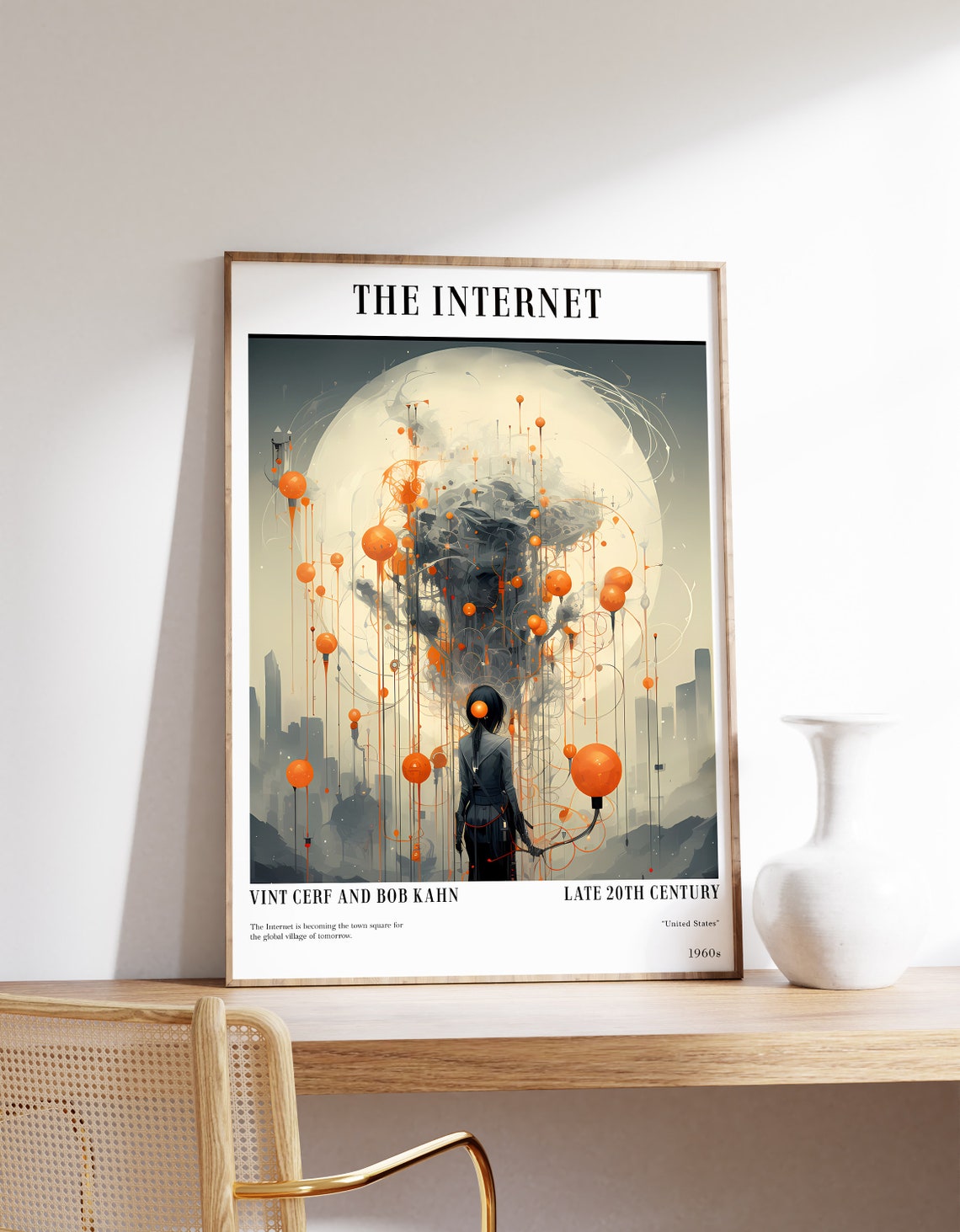 The Internet Vint Cerf Bob Kahn Tech History Illustration Poster