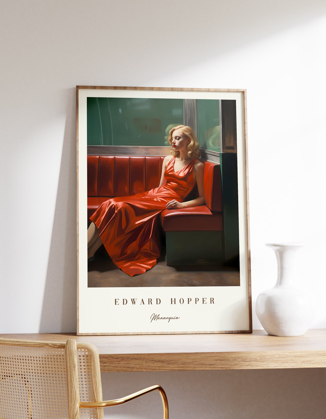 Edward Hopper Mannequin Red Gown Window Display Painting Poster