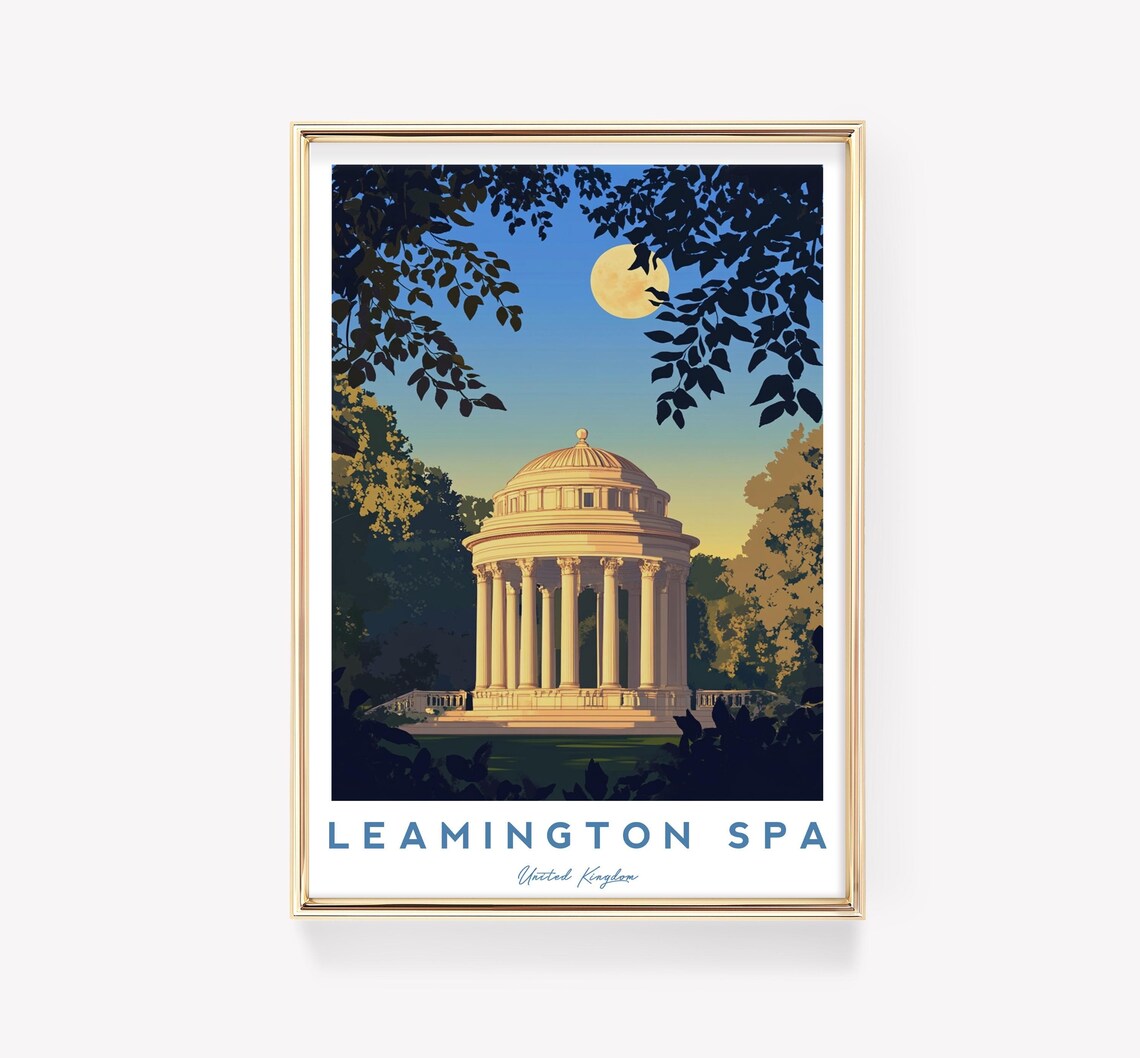 Leamington Spa UK Jephson Gardens Pavilion Moonlit Garden Travel Poster