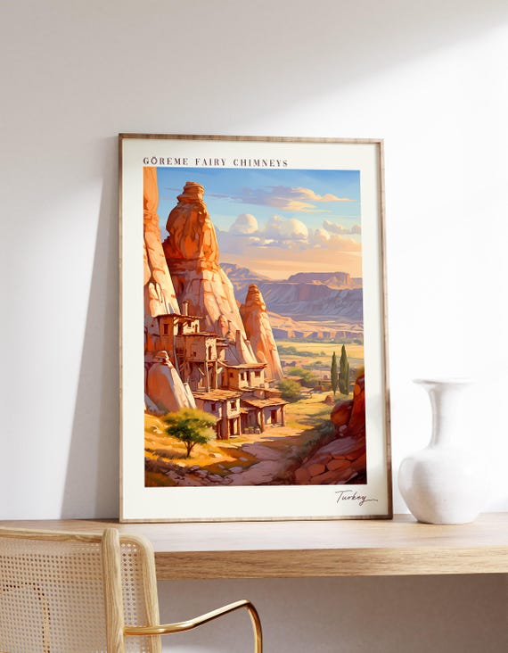Greme Fairy Chimneys Travel Poster Turkey Decor Print