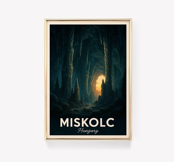 Miskolc Hungary Cave Grotto with Stalactites Moody Cavern Wall Art
