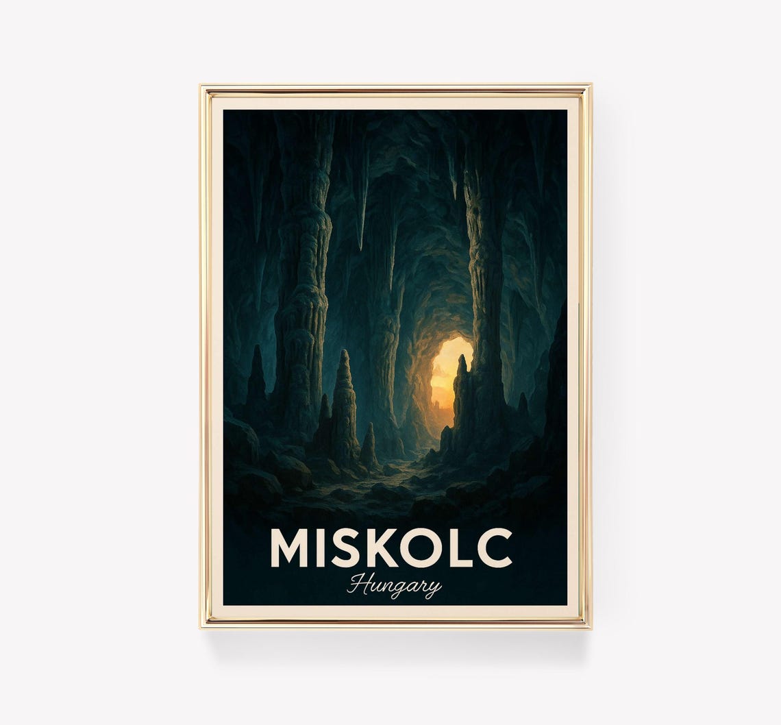Miskolc Hungary Cave Grotto with Stalactites Moody Cavern Wall Art
