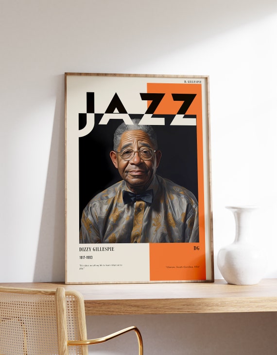 Dizzy Gillespie Poster Musical Print Jazz Portrait Decor Art Home