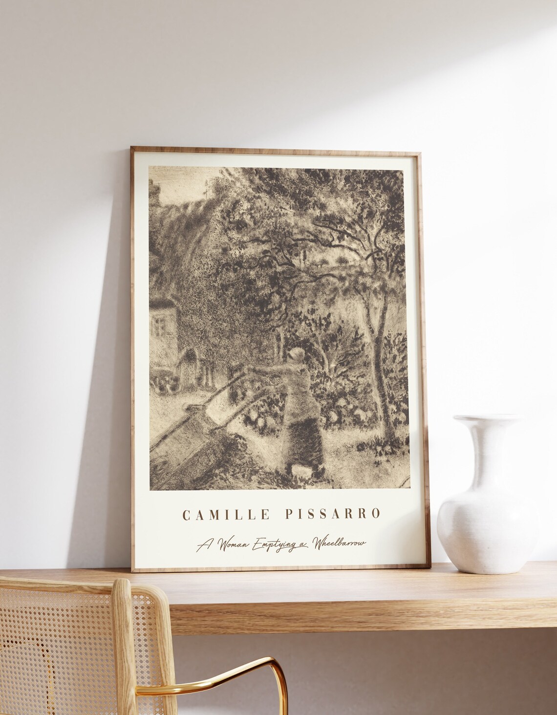 Camille Pissarro A Woman Emptying a Wheelbarrow Garden Sketch Poster