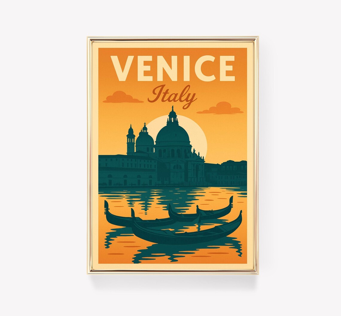 Venice Vintage Travel Poster, Italy Wall Art