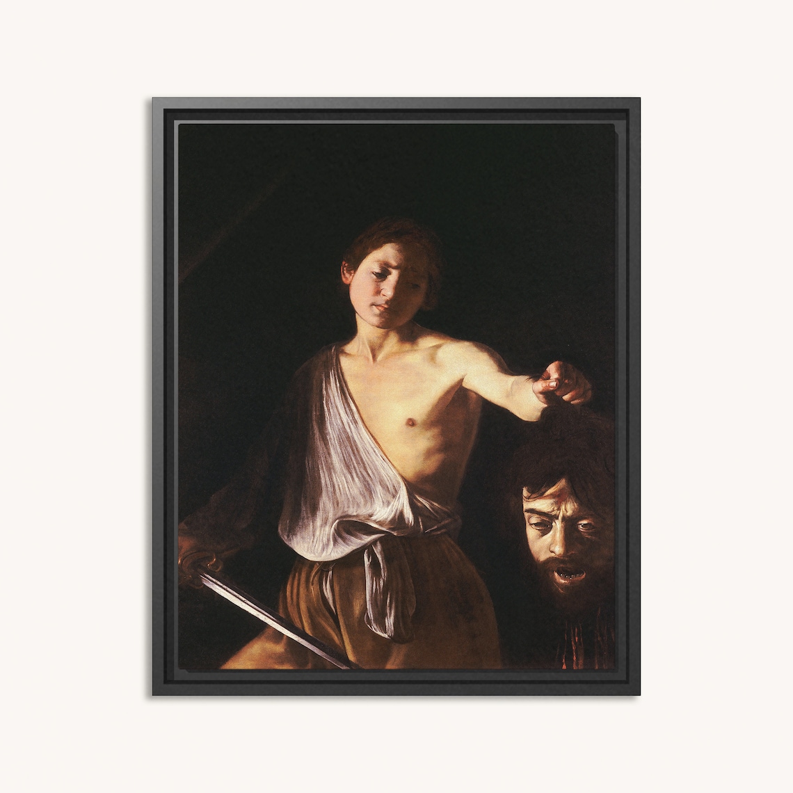 Caravaggio David With the Head of Goliath, Vintage Art Print