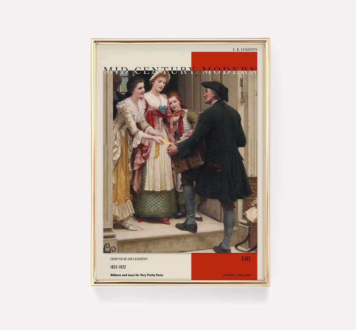 Edmund Blair Leighton Print, Mid-Century Vintage Poster