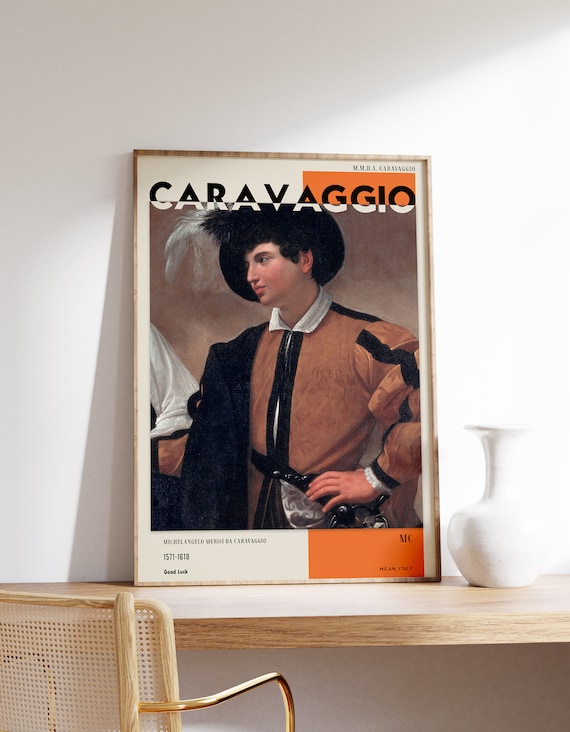 Caravaggio Print Exhibition Poster Renaissance Modern Wall Art Mid Century