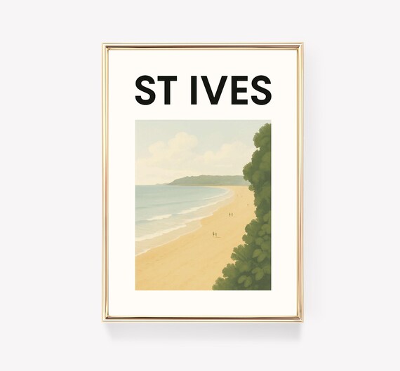 St Ives Vintage Travel Poster, Cornwall England