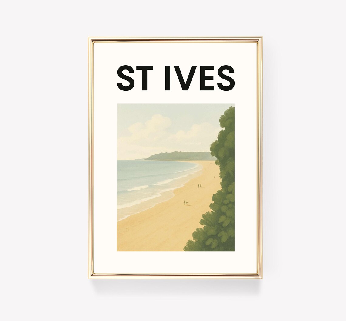 St Ives Vintage Travel Poster, Cornwall England