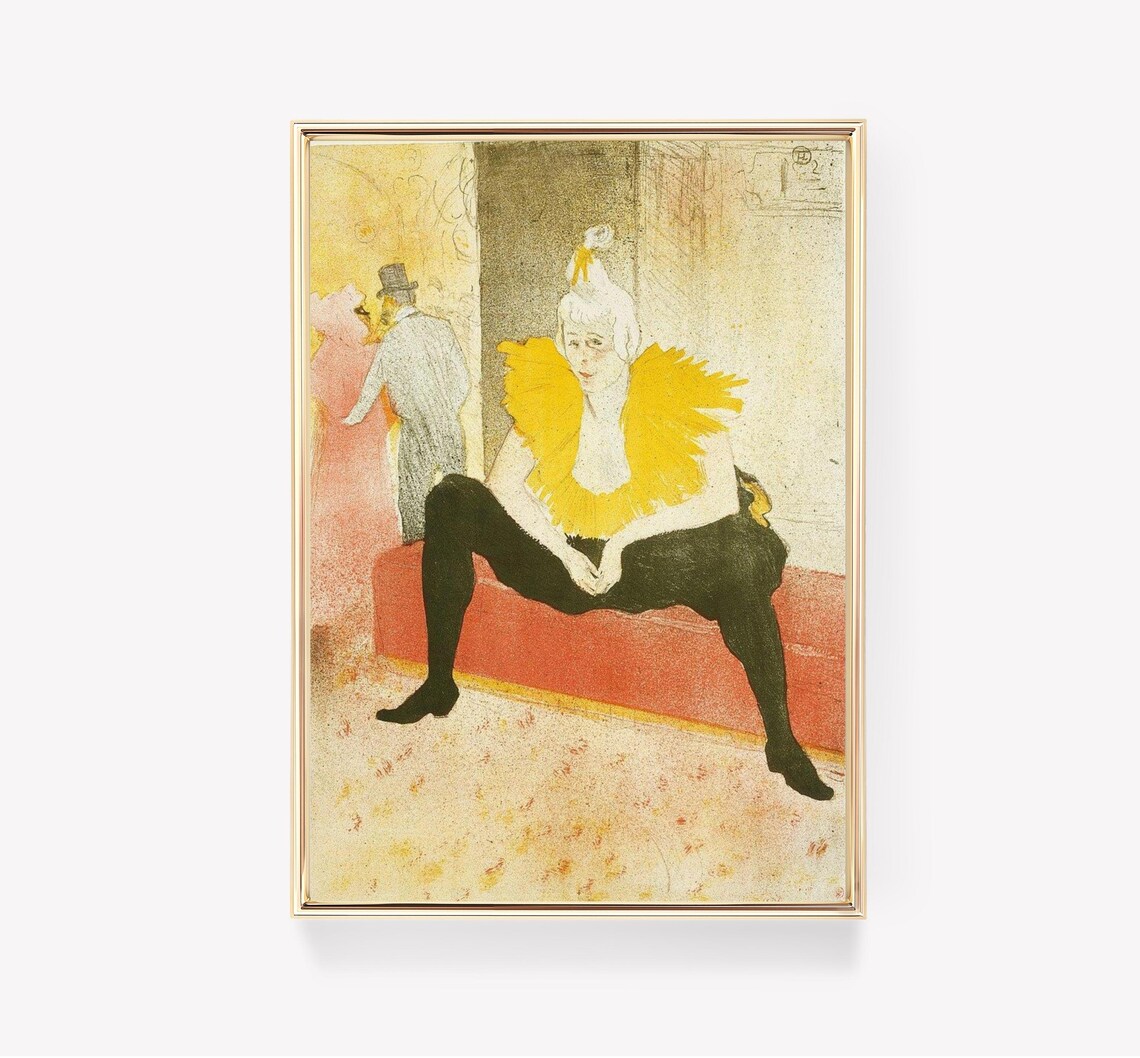 Seated Clowness, Henri De Toulouse-Lautrec Vintage Art Print