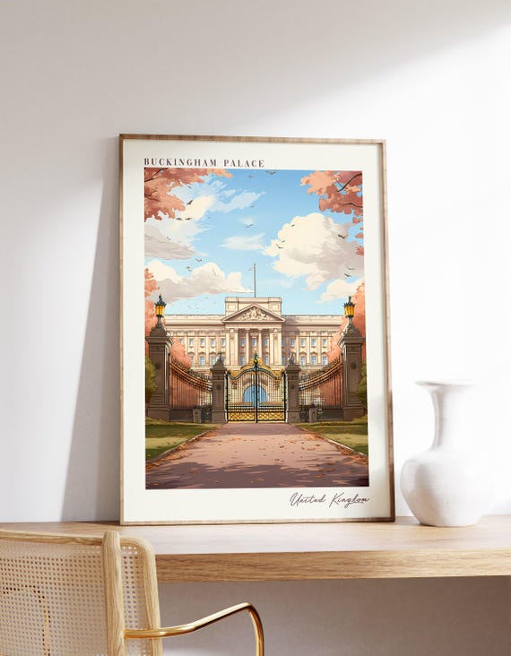 Buckingham Palace Travel Poster United Kingdom Decor Print