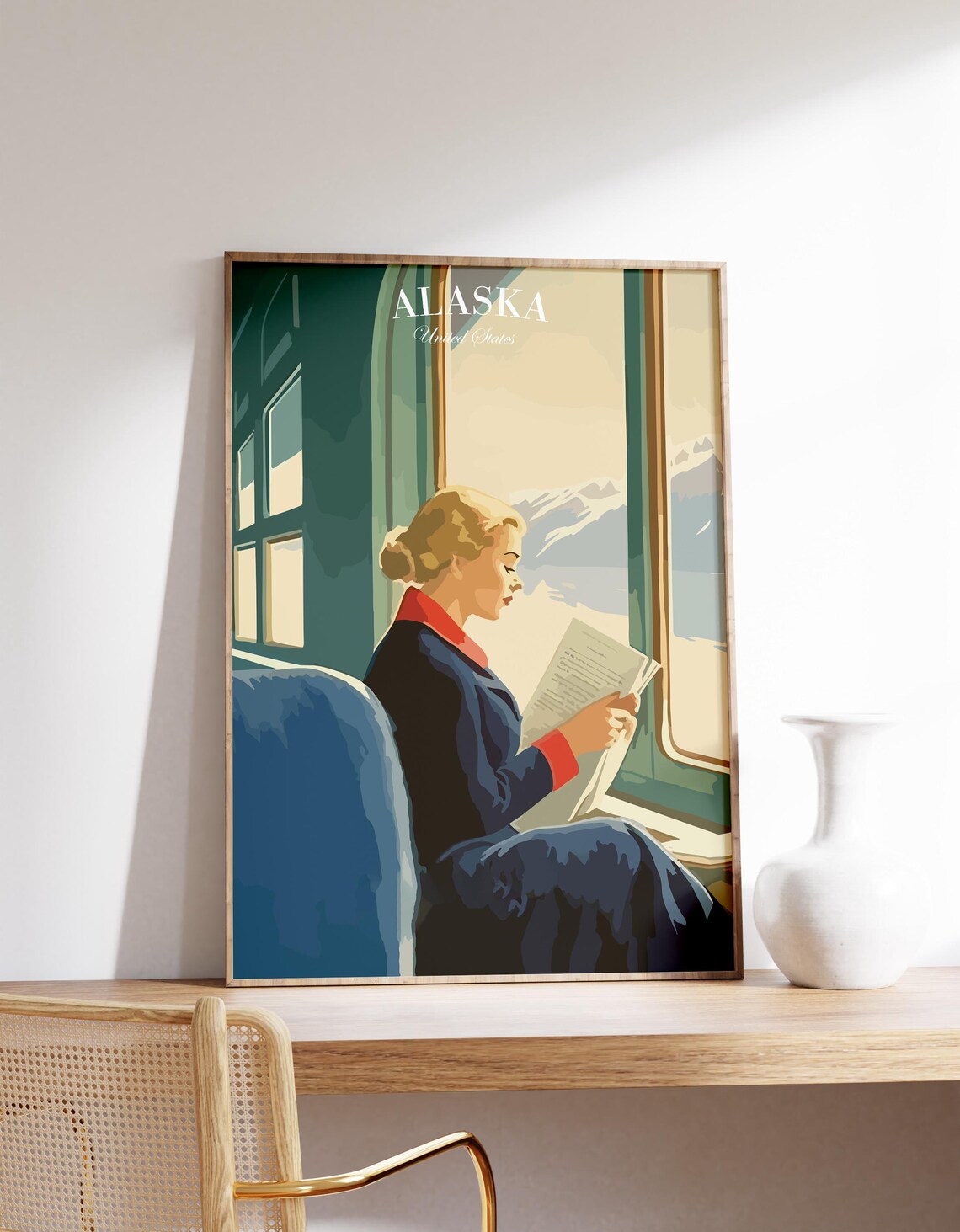 Denali Vintage Travel Poster, Alaska Art Print