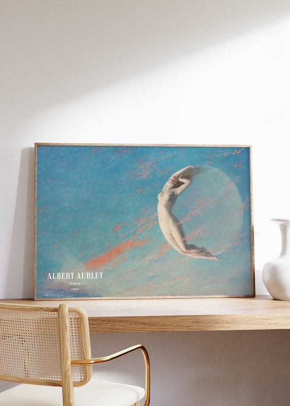 Exhibition Print Moon Poster Mythologic Vintage Painting Female Art Wall Museum Home Decor Canvas