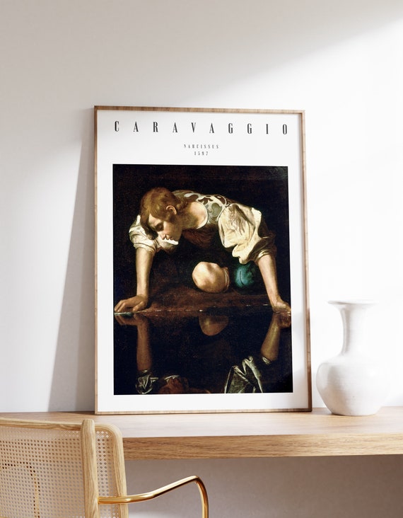 Dark Academia Art Caravaggio Painting Narcissus Baroque Wall