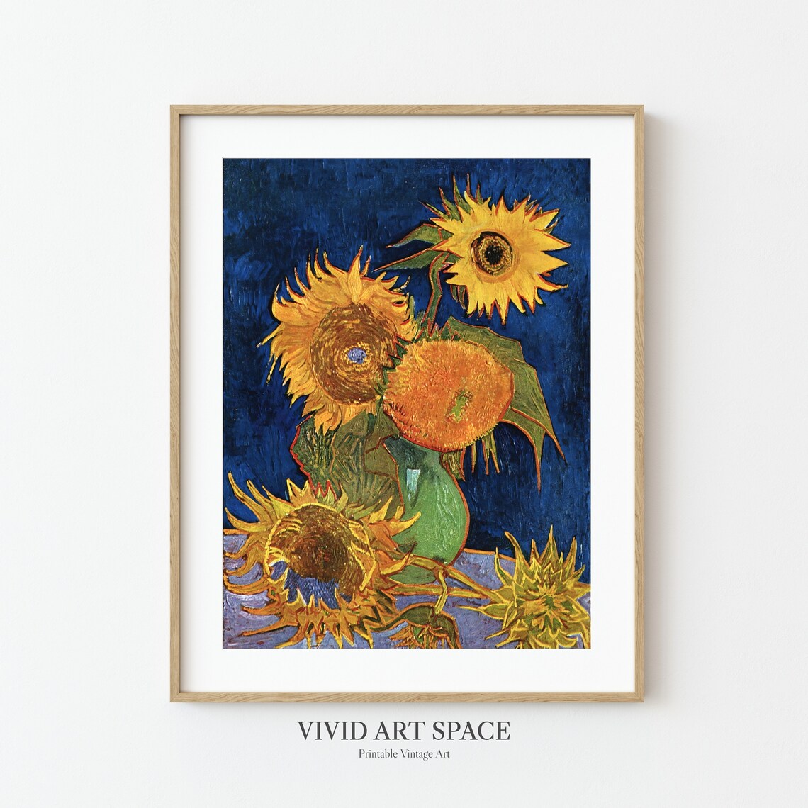 Six Sunflowers by Van Gogh, Postimpressionist Art Print - Image 3