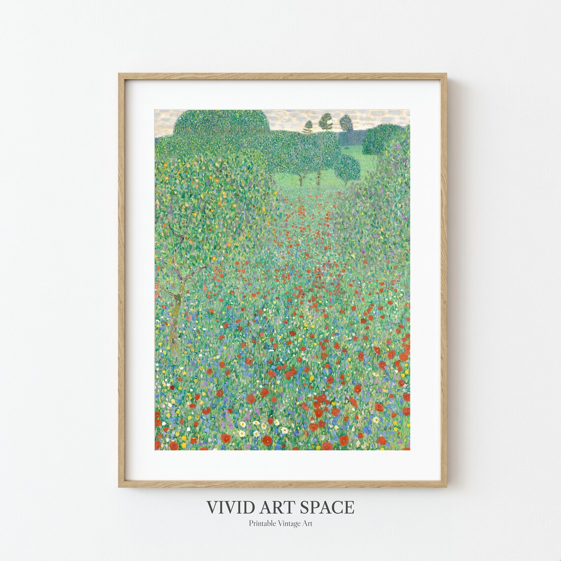 Gustav Klimt Poppy Field Vintage Floral Landscape Art Print - Image 3