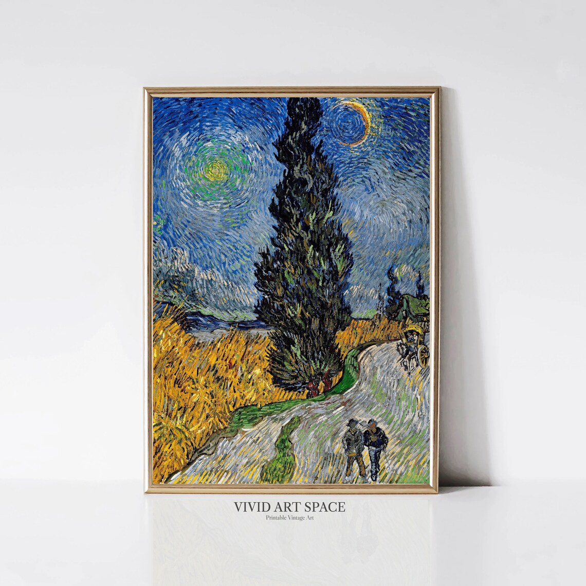 Road With Cypress And Star, Van Gogh-Inspired Art Print - Image 3