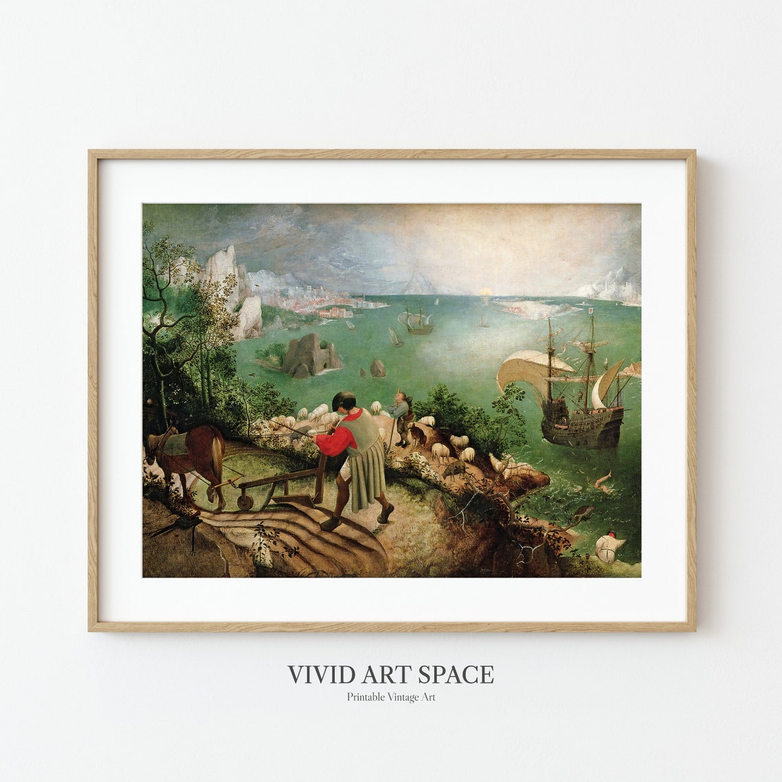 Bruegel Landscape With The Fall Of Icarus Ploughman Ships Sea Poster