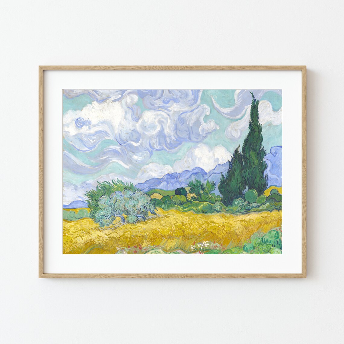 Van Gogh Wheat Field With Cypress, Impressionist Art Print