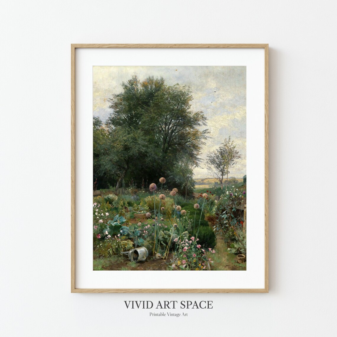 Overgrown Cottage Garden Blooming Flowers Watering Can Vintage Poster - Image 2