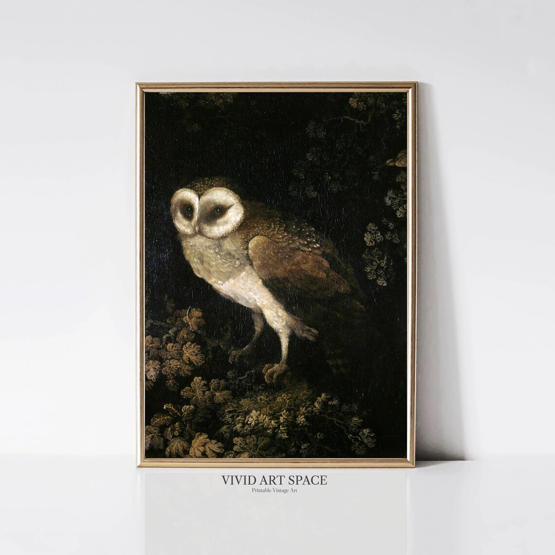Antique Owl Painting, Vintage Dark Academia Poster